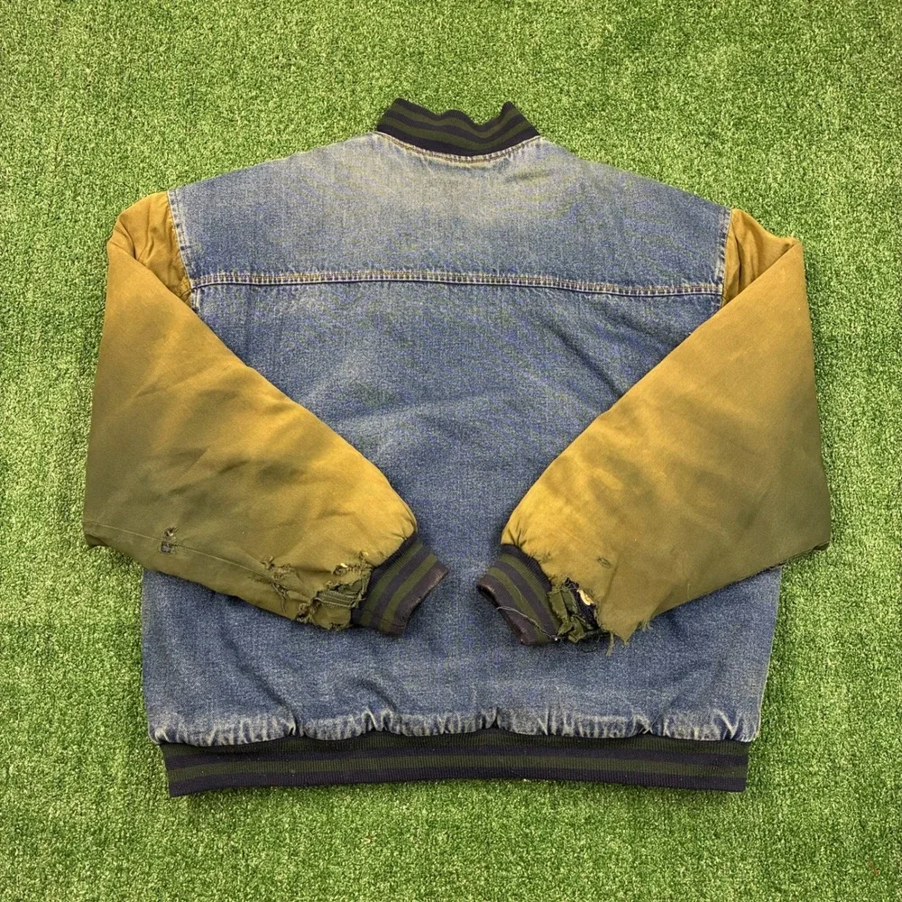 Vintage 90s Embroidered Duck Denim Bomber Jacket